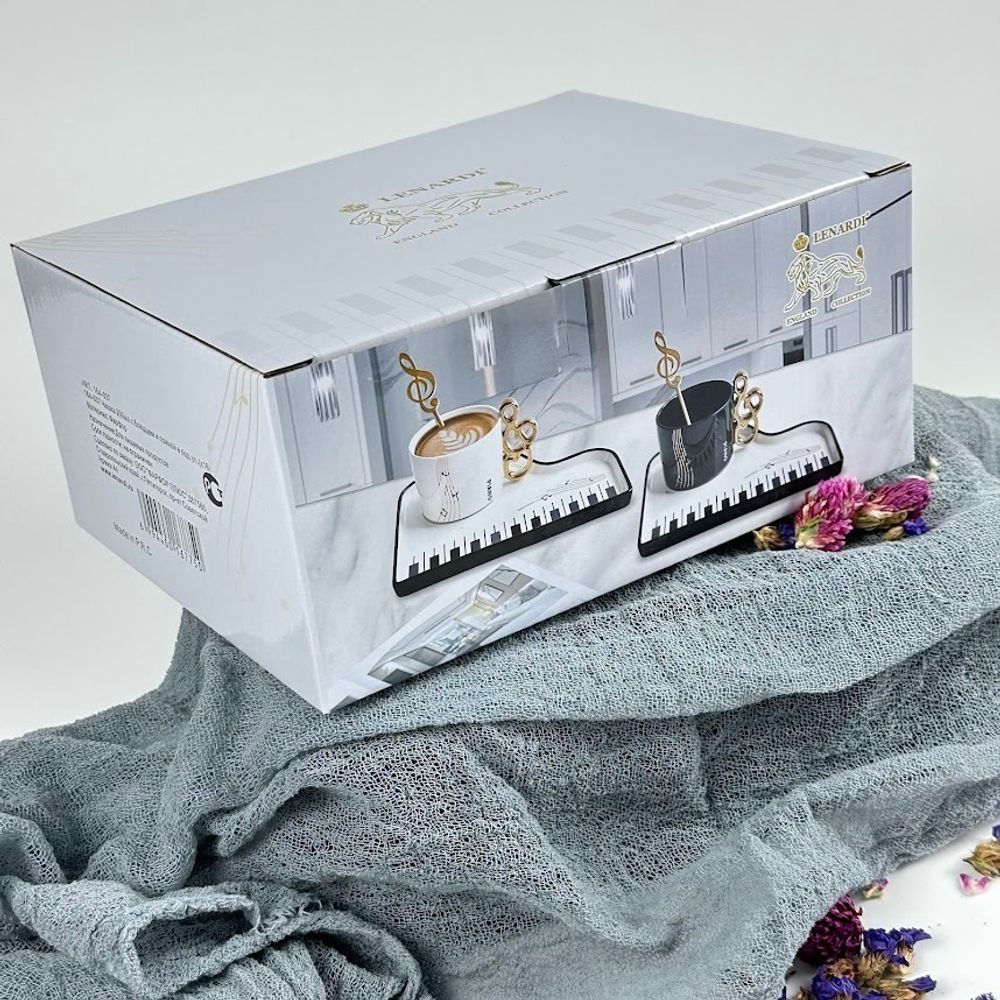 Lenardi 164-038 Чашка 200мл с блюдцем и ложкой в под.уп.(х18)Фарфор