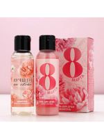 Подарочный набор «С 8 Марта!»: гель для душа и шампунь для волос, 2×100 мл, Чистое счастье