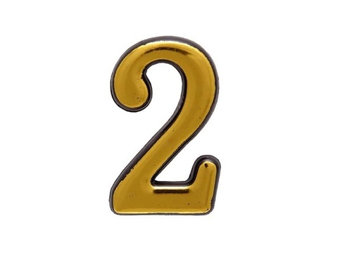 Цифра дверная "2" пластик золото Аллюр (20шт/уп)