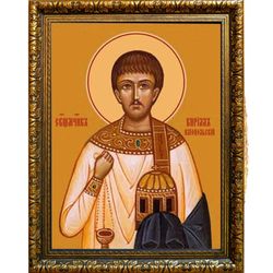 Кирилл Илиопольский Священномученик, диакон. Икона на холсте.