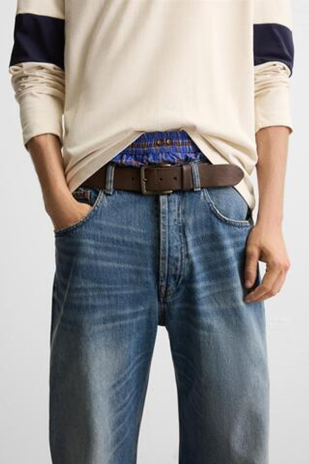 ZARA КОЖАНЫЙ РЕМЕНЬ, КОРИЧНЕВЫЙ