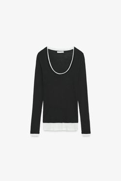 ZARA ФУТБОЛКА С КРУГЛЫМ ВЫРЕЗОМ, ЧЕРНЫЙ