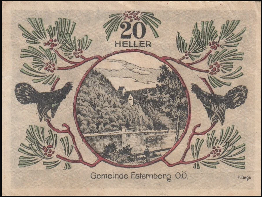 Австрия 20 геллеров 1920 Эстернберг aUNC