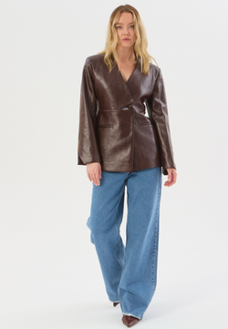 Жакет женский геометрия из экокожи