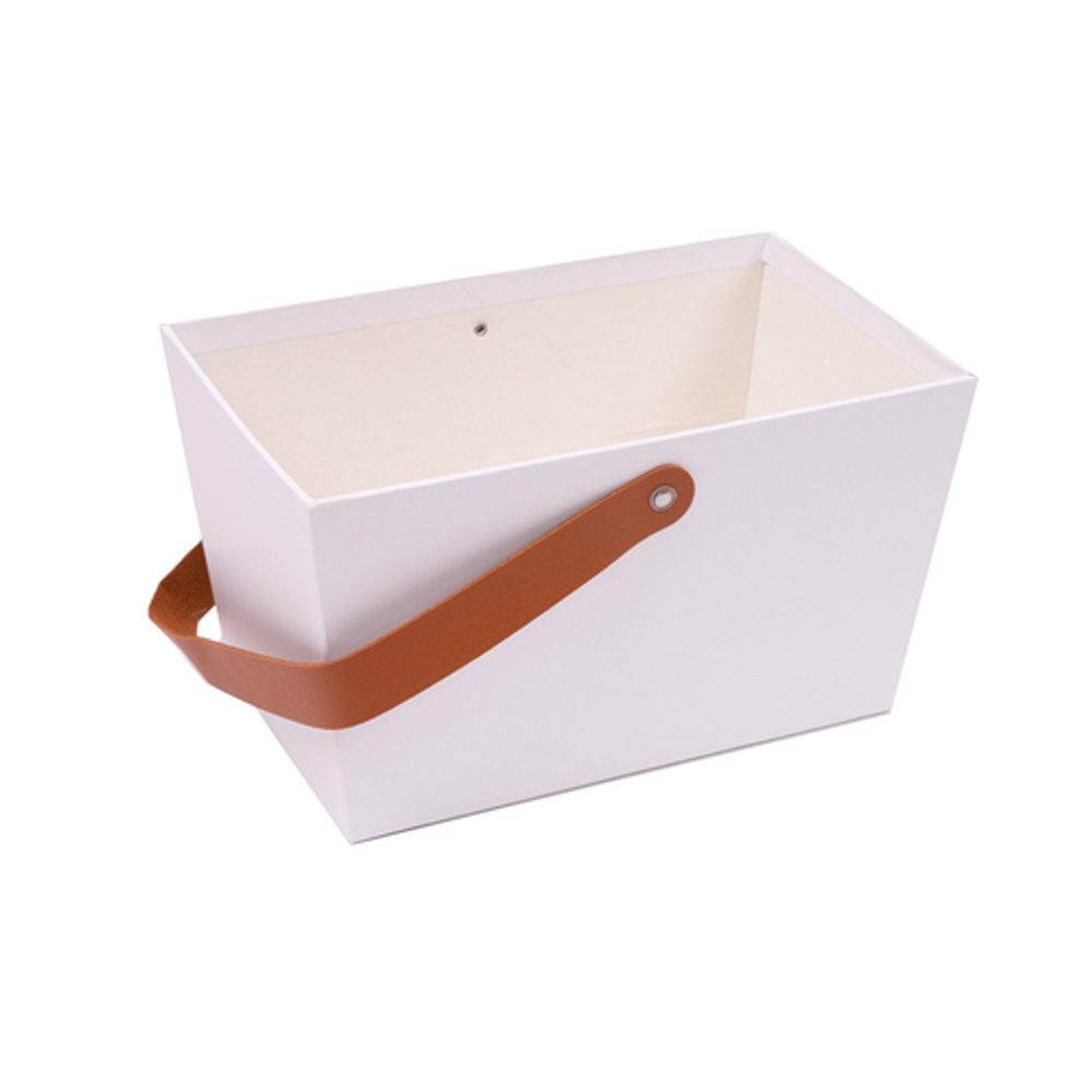 Коробка ПРЯМОУГ с кожаной ручкой 23*14*13