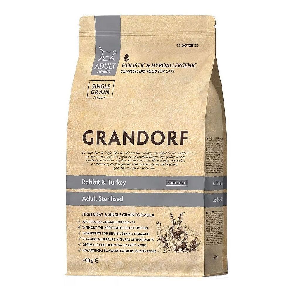 GRANDORF CAT Rabbit&amp;Turkey STERILISED (Кролик с индейкой для стерилизованных кошек) 400г