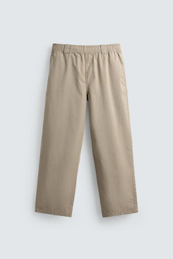 ZARA ХЛОПКОВЫЕ БРЮКИ RELAXED FIT, РЫЖЕВАТО-КОРИЧНЕВЫЙ