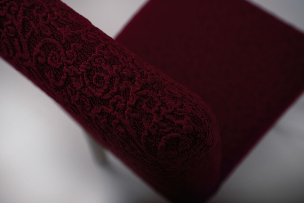 Чехол на стул без оборки Жаккард, цвет Бордовый, Набор 2 шт.