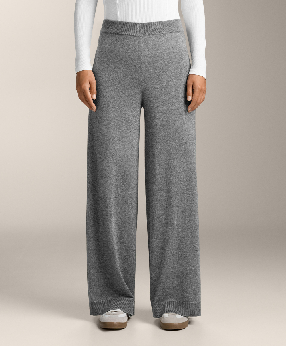 OYSHO Брюки прямого кроя с кашемиром, серый меланж