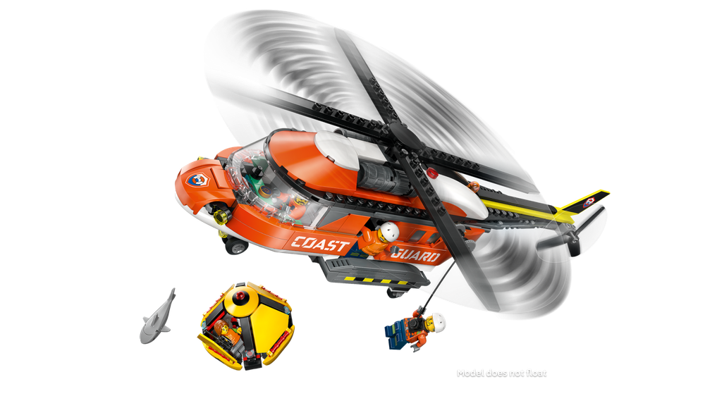 Конструктор Лего Сити Вертолёт береговой охраны 60503 | LEGO City Coast Guard Helicopter | спасательный 551 деталей 7+