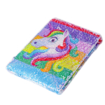 Записная книжка А5, 7БЦ, Alingar, пайетки, двухсторонний дизайн, 80 л.. линия, "Яркий единорог"