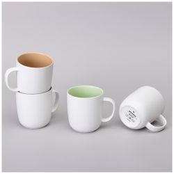 НАБОР КРУЖЕК BRONCO "VELOUR" 4 ШТ. 400 МЛ МИКС БЕЛЫЙ