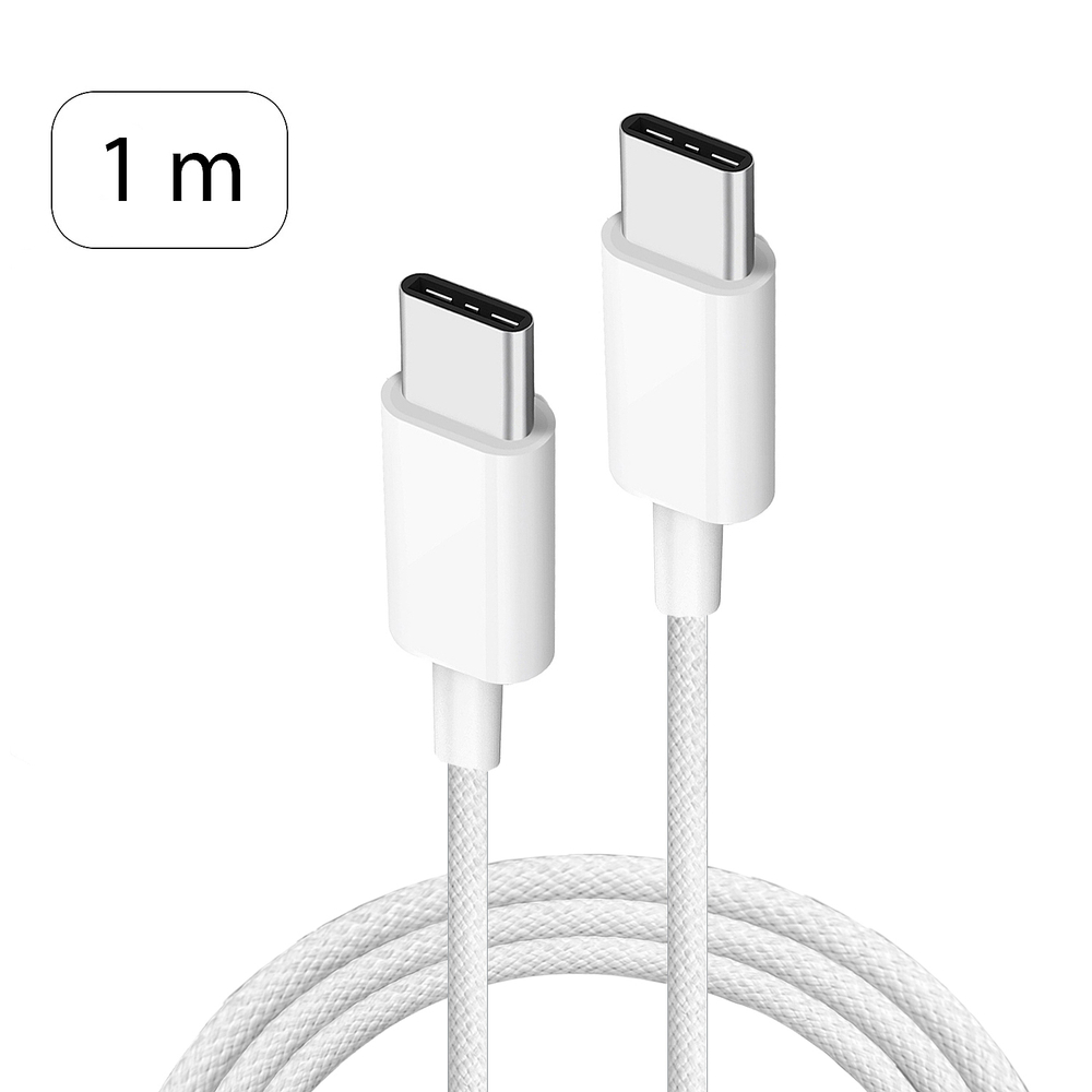 Кабель Type-C -TypeC iPh 15/ iPad 60W в пакетиках (белый) 1м