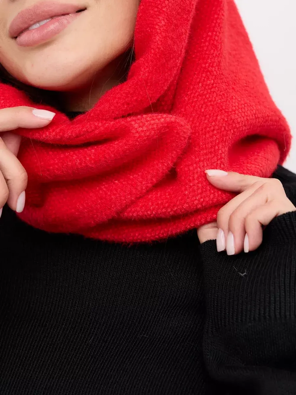 Капор зимний вязаный капюшон на флисе