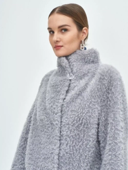Шуба женская чебурашка тедди, серая, SilverFox