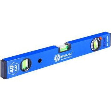 Уровень строительный КОБАЛЬТ Комфорт, МАГНИТНЫЙ 400 мм, профиль 20 x 49 мм, 3 глазка из них 1 поворотный, точность 1,0 мм/м