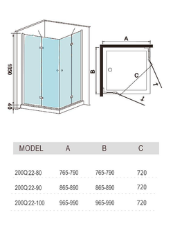 Душевое ограждение WeltWasser  WW200 Арт. 200Q22-100 Размер 1000х1850 мм 10000002933 квадратная