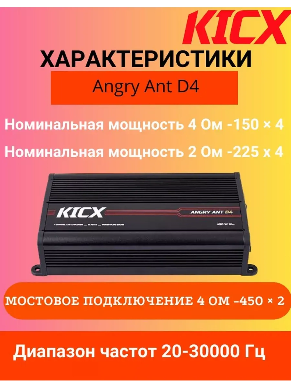 Angry Ant D4 - 4-х канальный автомобильный усилитель