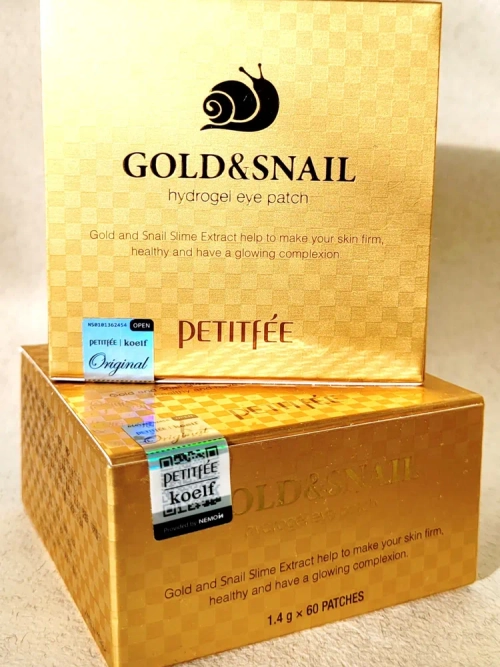 PETITFEE патчи гидрогелевые c муцином улитки и золотом Petitfee Gold&Snail Hydrogel Eye Patch 60 шт.