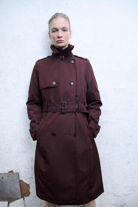 ZARA ТРЕНЧ WATER-REPELLENT — ZW COLLECTION, ЦВЕТ БУРГУНДСКОГО ВИНА
