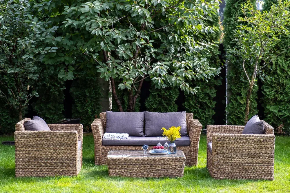 "Капучино Сингл" лаунж-зона из искусственного ротанга (гиацинт), цвет соломенный