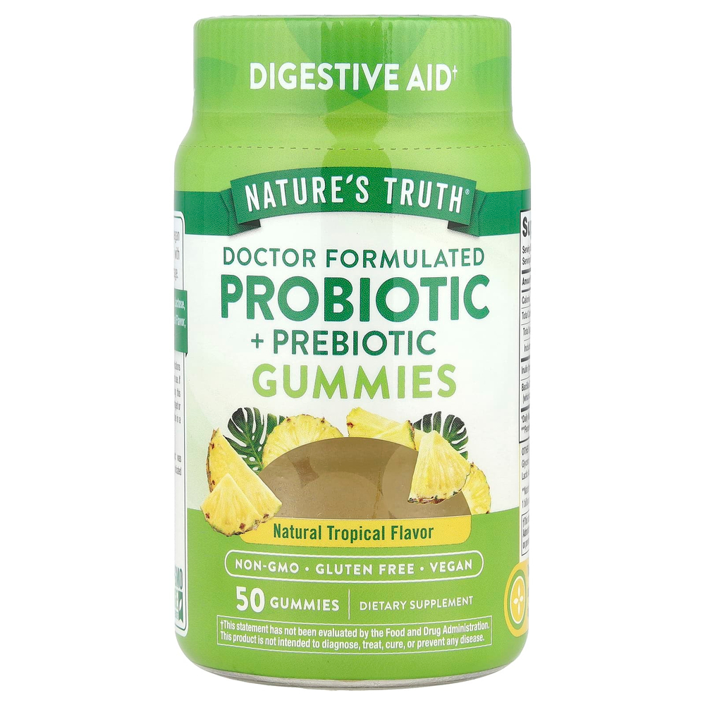 Nature's Truth, Жевательные мармеладки с пробиотиками и пребиотиками, натуральные тропические, 50 жевательных таблеток