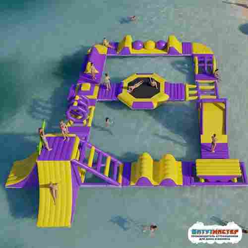 Коммерческий надувной аквапарк на воде «Фиолетовое лето» 25×15×5 м