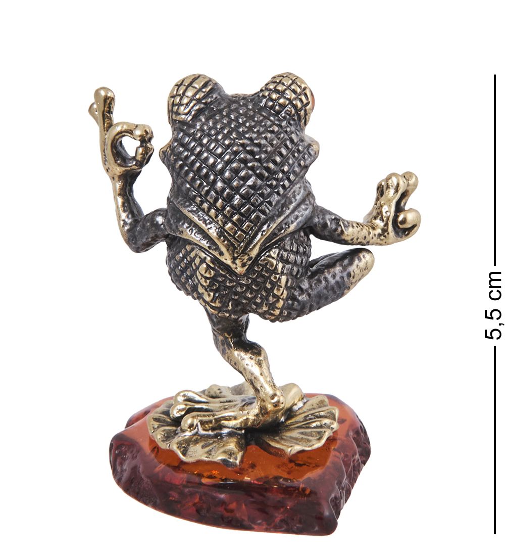 Народные промыслы AM-4049 Фигурка «Лягушка Баланс» (латунь, янтарь)