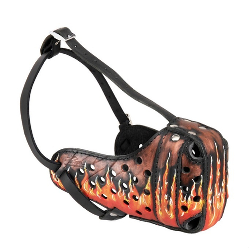 НАМОРДНИК КОЖАНЫЙ УДАРНЫЙ С РИСУНКОМ (М78) размер L2 Артикул: Н-239