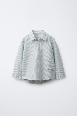 ZARA РУБАШКА В ПОЛОСКУ, ЗЕЛЕНЫЙ