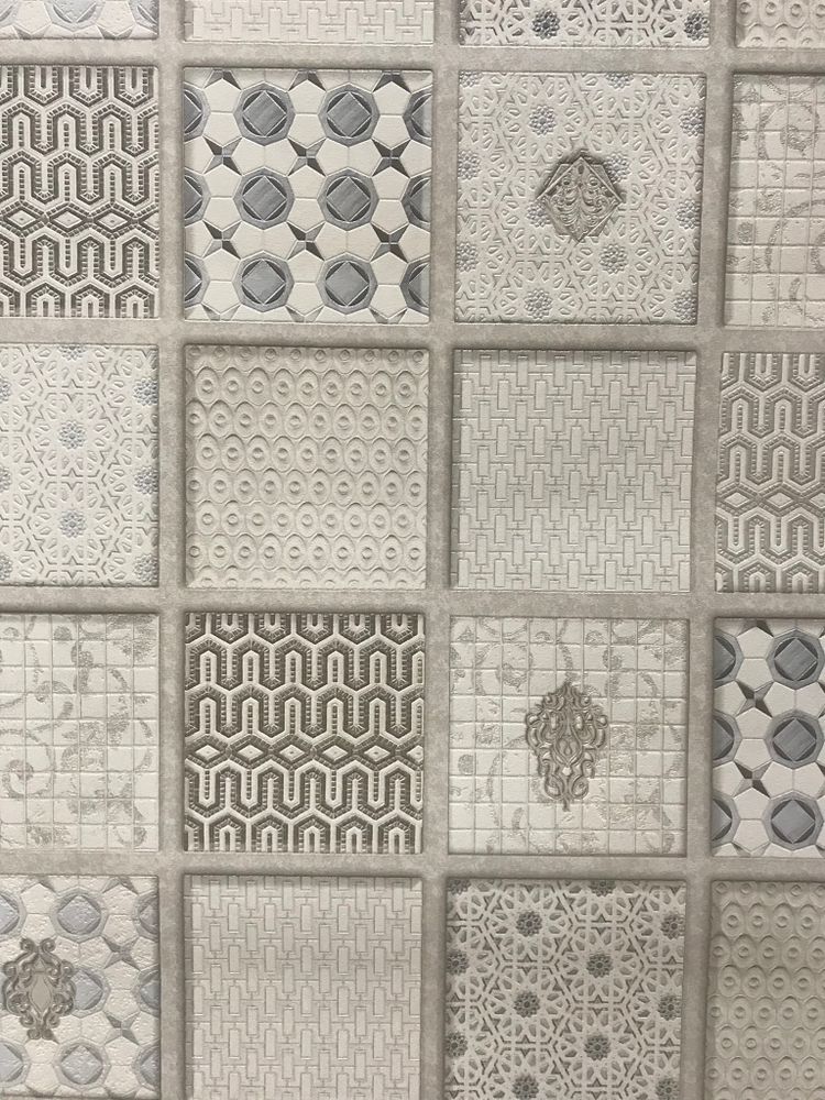 Обои Elysium Мозан 902400 0,53х10 м винил.Мозаика серебристая