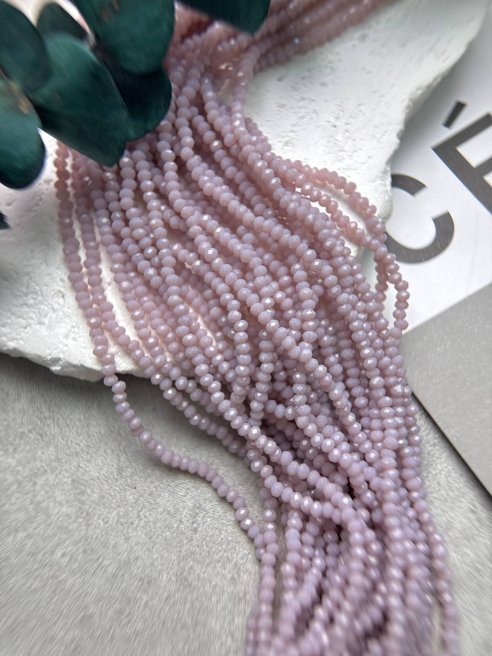 Рондели 2 мм нить 30 см, винтажный розовый опал