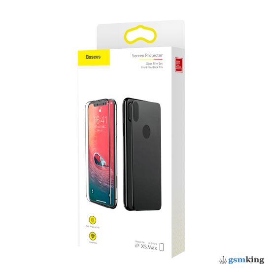 Baseus Glass Film Set (Front film+Back film) For iPhone XS Max (2018) Black SGAPIPH65-TZ01