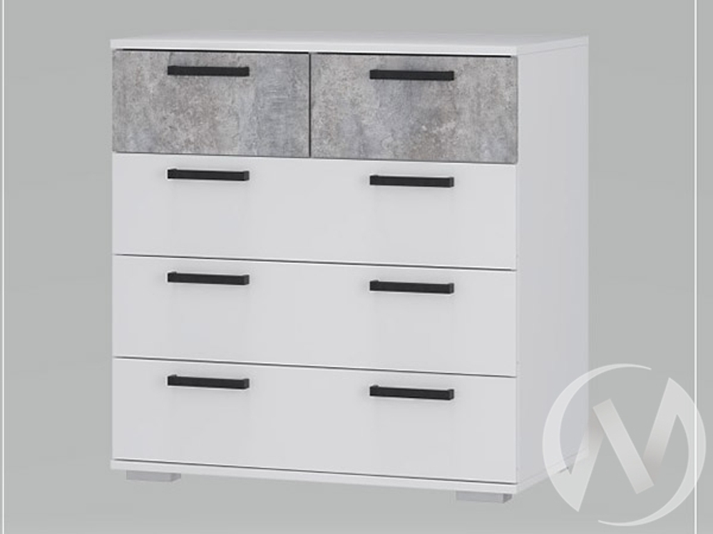 Комод Стандарт-5 NEW (белый/цемент светлый)