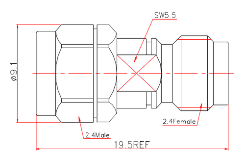 LF-2.4MF-50G, Коаксиальный переходник (2.4 мм)