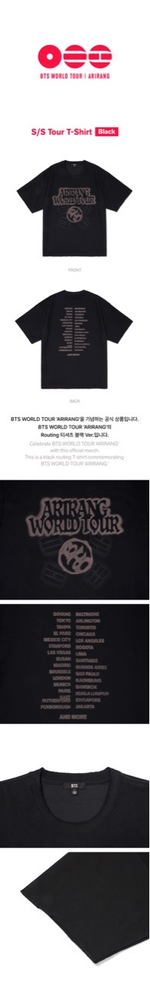 Мерч BTS 'ARIRANG' - S/S Tour T-Shirt (Black)