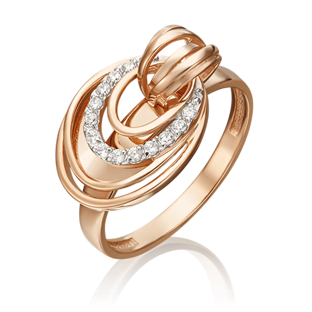 Кольцо из красного золота с фианитами