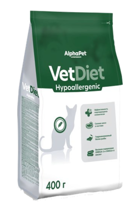 AlphaPet Vet Diet для кошек При пищевой аллергии и непереносимости ингредиентов 400гр.