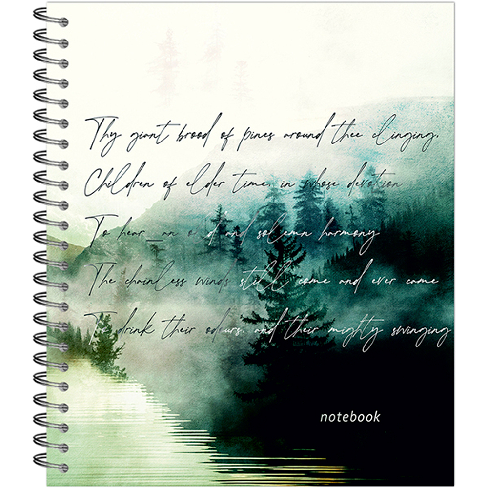 Тетрадь общая 48л., "Туманные пейзажи", обложка - мелов.картон + холодная фольга + твин лак, металлический гребень