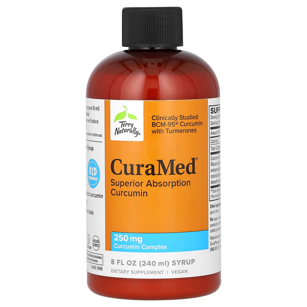 Terry Naturally, CuraMed, сироп, куркумин с улучшенной усвояемостью, 250 мг, 240 мл (8 жидк. унций)