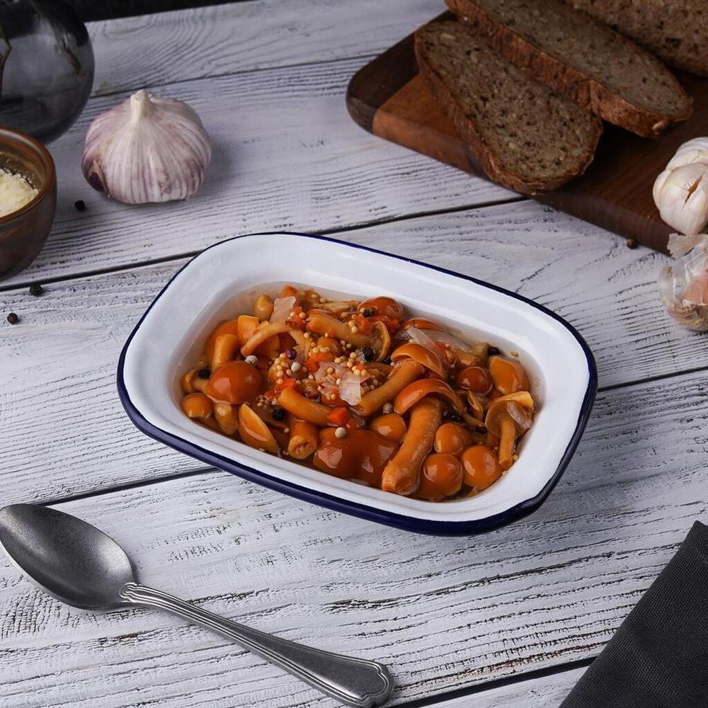 Блюдо для подачи 16*12 см h4 см 250 мл Blue Rim эмалированая сталь SUNNEX [1]