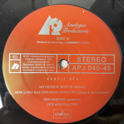 Винтажная виниловая пластинка LP Ben Webster, Tete Montoliu Trio Gentle Ben (USA 2011) Analogue Productions