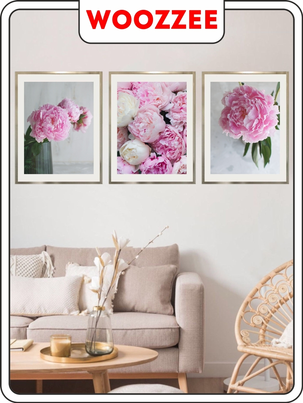 Набор постеров "Пионовый рай" 3шт.