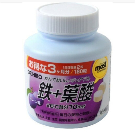 ORIHIRO moist Железо + фолиевая кислота, со вкусом сливы" (на 90 дней)