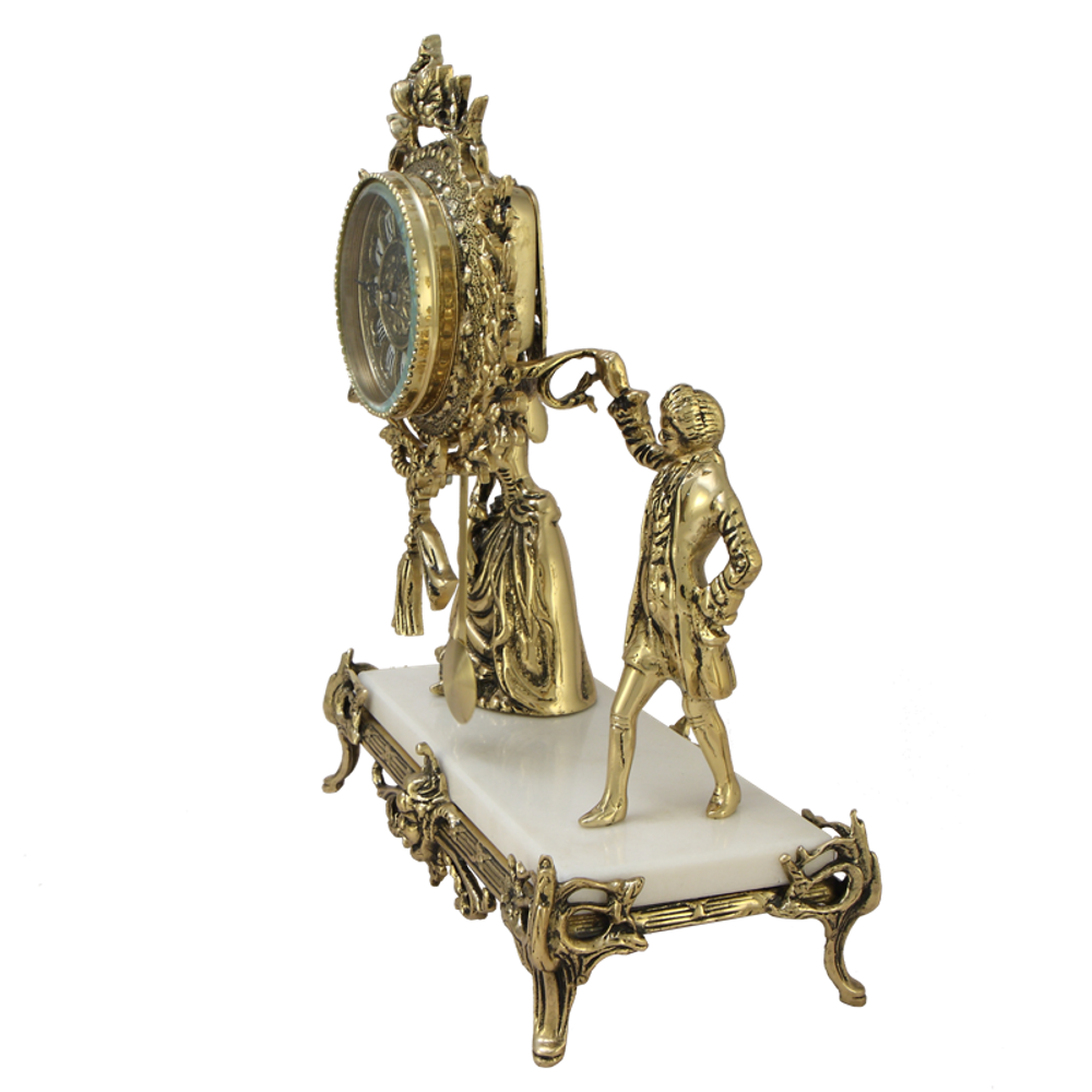 Bello De Bronze Часы каминные Пастораль на мраморной подставке