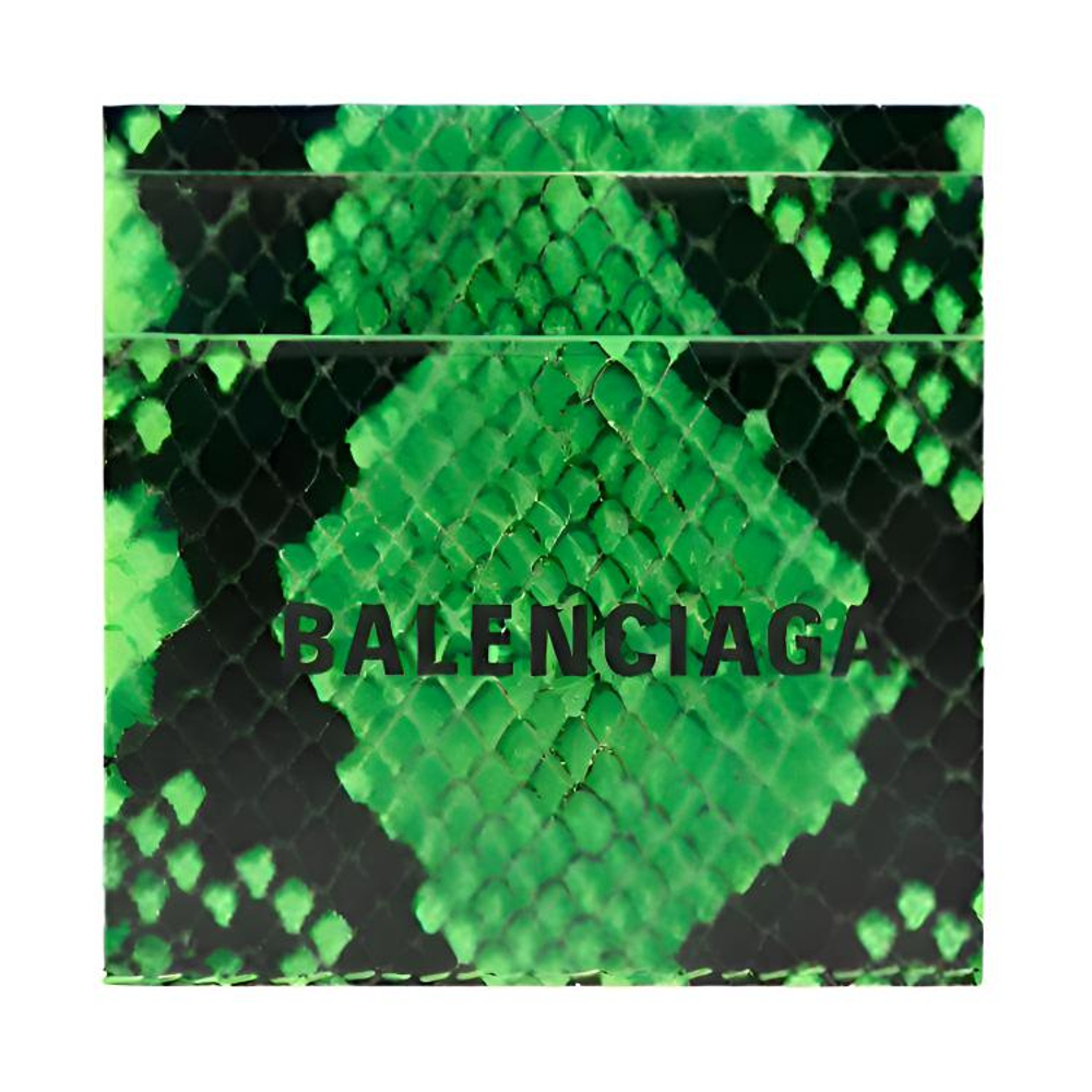 Balenciaga Cow Leather Card Holder Unisex Green, Black & Multicolor