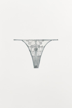 ZARA ТРУСЫ-ТАНГА ИЗ ГИПЮРА, СЕРЫЙ