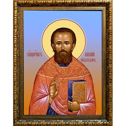 Василий Надеждин, священномученик, пресвитер. Икона на холсте.