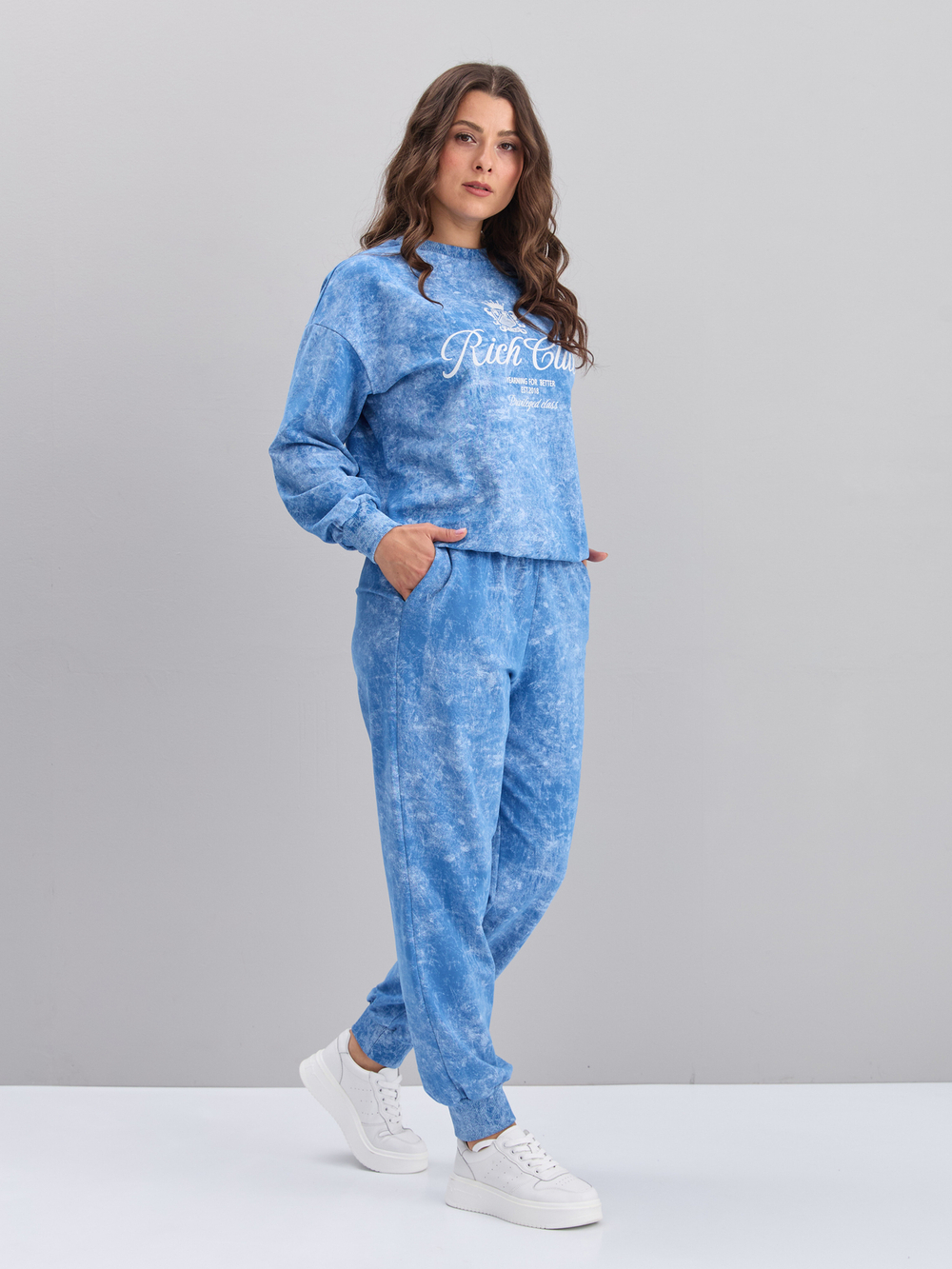 Костюм с брюками КБфл-90М/варенка-аквамарин-п