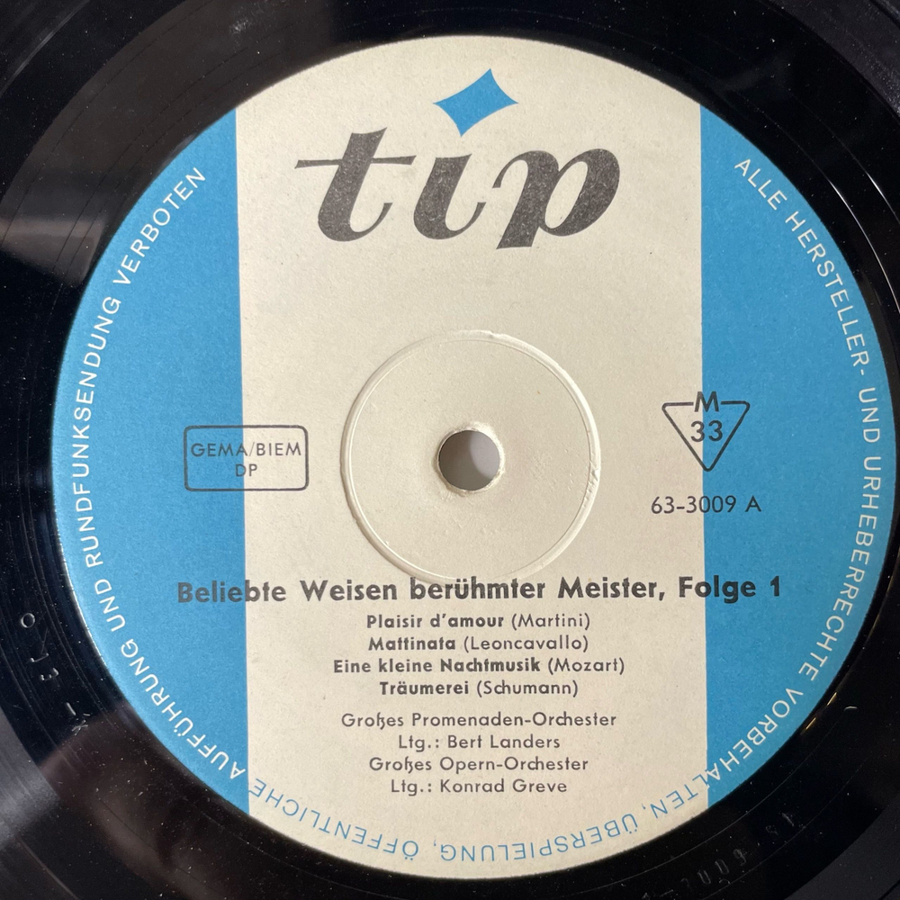 Винтажная виниловая пластинка LP Сборник Классической Музыки Beliebte Weisen Beruhmter Meister, Folge 1 (Германия 1970)